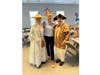 Margie Donlon with Judy and Stuart Buncher in revolutionary dress.