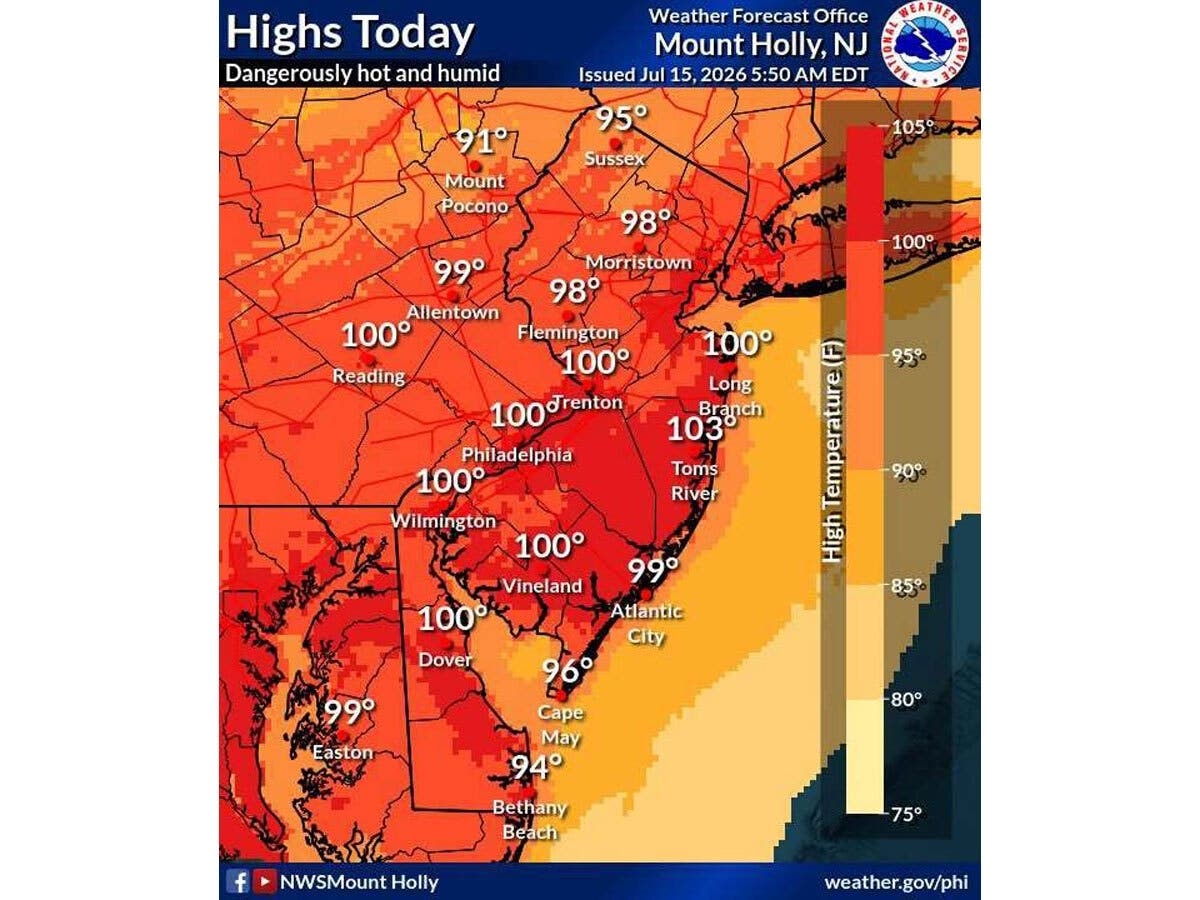 Highs forecast for Wednesday.