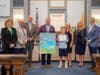 The Monmouth County Board of County Commissioners, Maureen T. Raisch, Christine Giordano Hanlon, Shaun Golden and Raymond S. Santiago honored the winners of the 2026 COANJ poster contest, including Anderson Gunn, during a commissioners meeting.