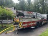 A firetruck responding to the home.