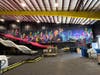 Wall art and slides inside Slick City Action Park.