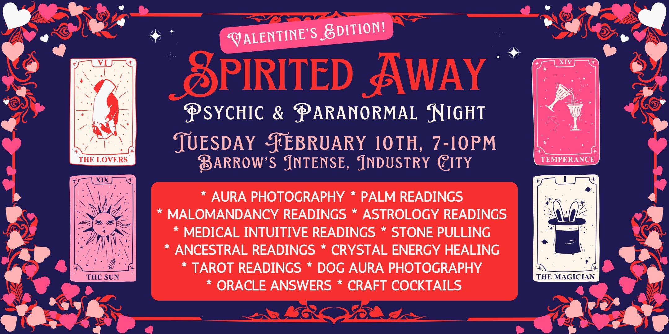 Spirited Away Psychic & Paranormal Night! Valentine’s Edition!