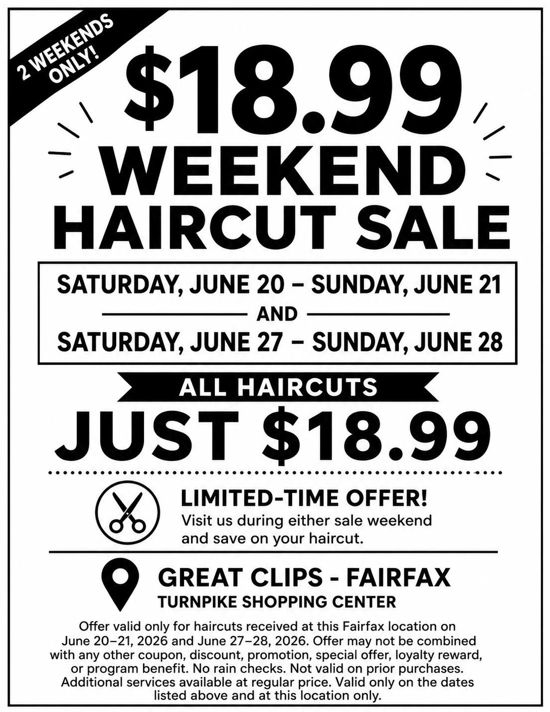 $18.99 Weekend Haircut Sale