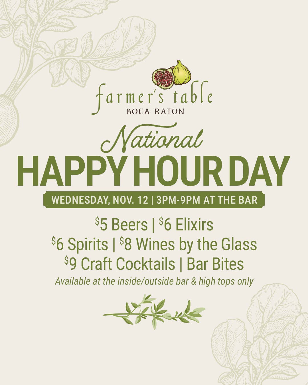 National Happy Hour Day at Farmer’s Table Boca Raton!