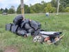 The amount of trash collected by a VDOT contractor in one small area before cutting grass in August.