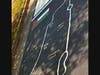 Picture of student's parking space at Stone Bridge High School which shows the Palestinian flag in the top left corner and map depicting the Gaza Strip with the cities of Jenin, Tel Aviv, Haifa and Jerusalem.