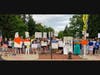 Leesburg Mayor Kelly Burk and Heather Gottlieb participate with others in an Aug. 2 "Stop Project 2025" protest in downtown Leesburg. Gottlieb has been noticed on some Leesburg Town Council member's Facebook friends lists.