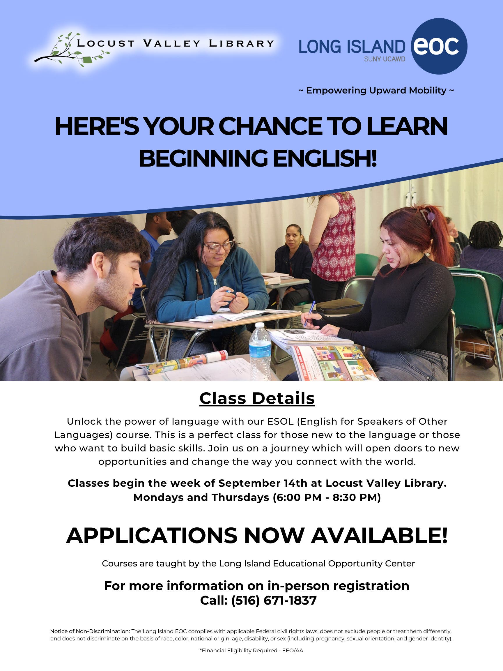 Here's Your Chance to Learn Beginning English!