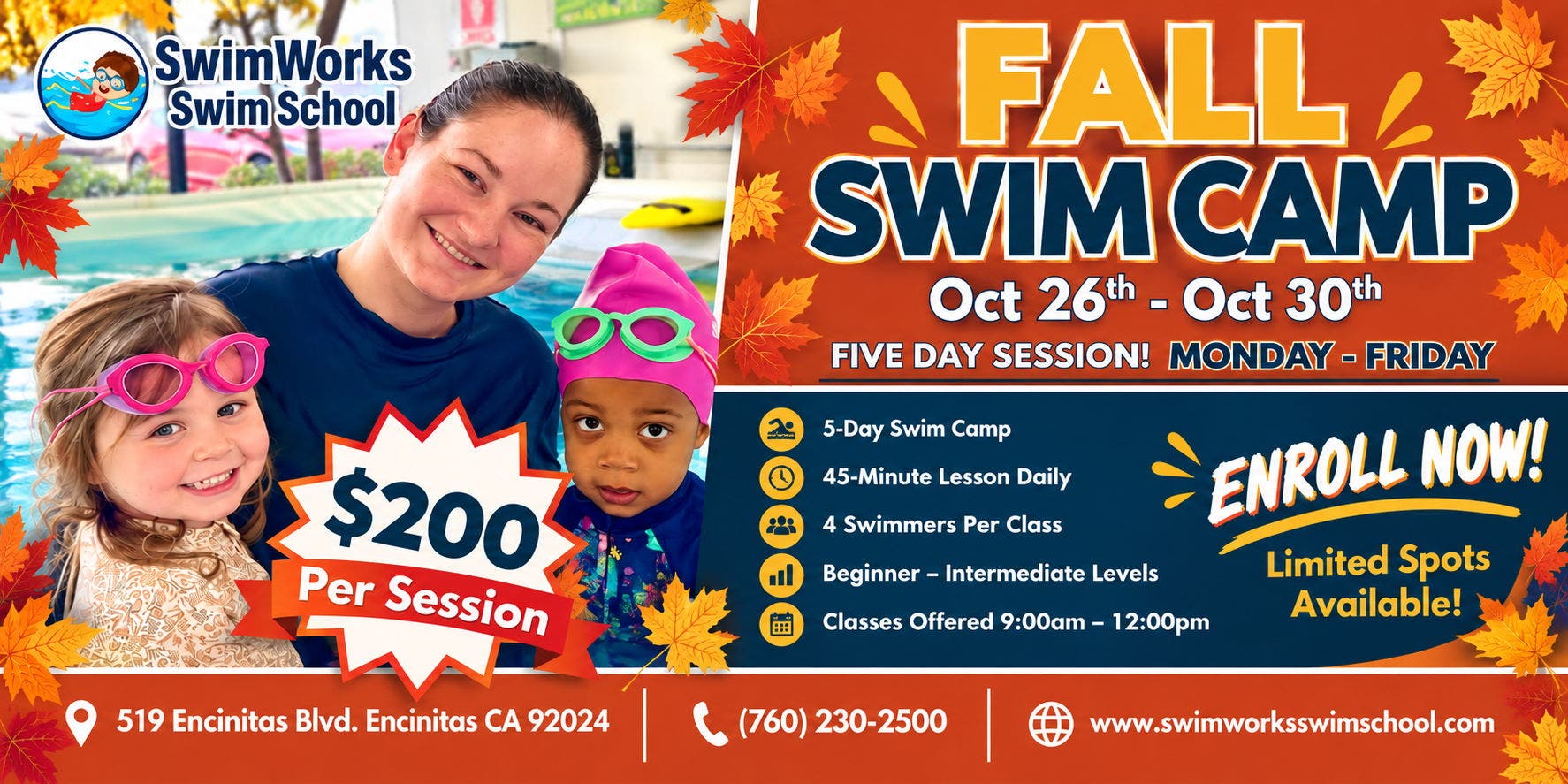 Fall Swim Camp is coming to SwimWorks Encinitas!