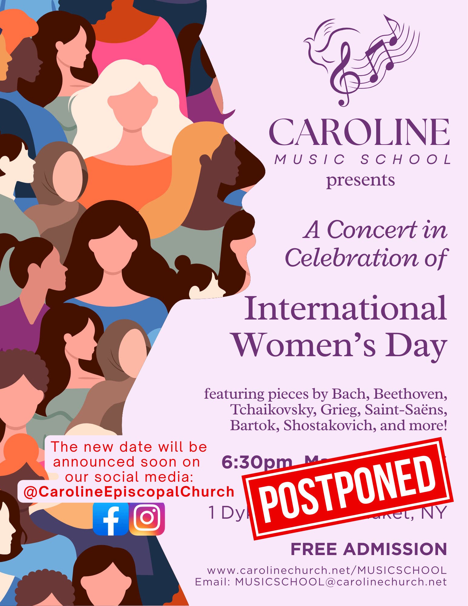 POST-PONED: Caroline Music School presents: A Concert in Celebration of International Women's Day
