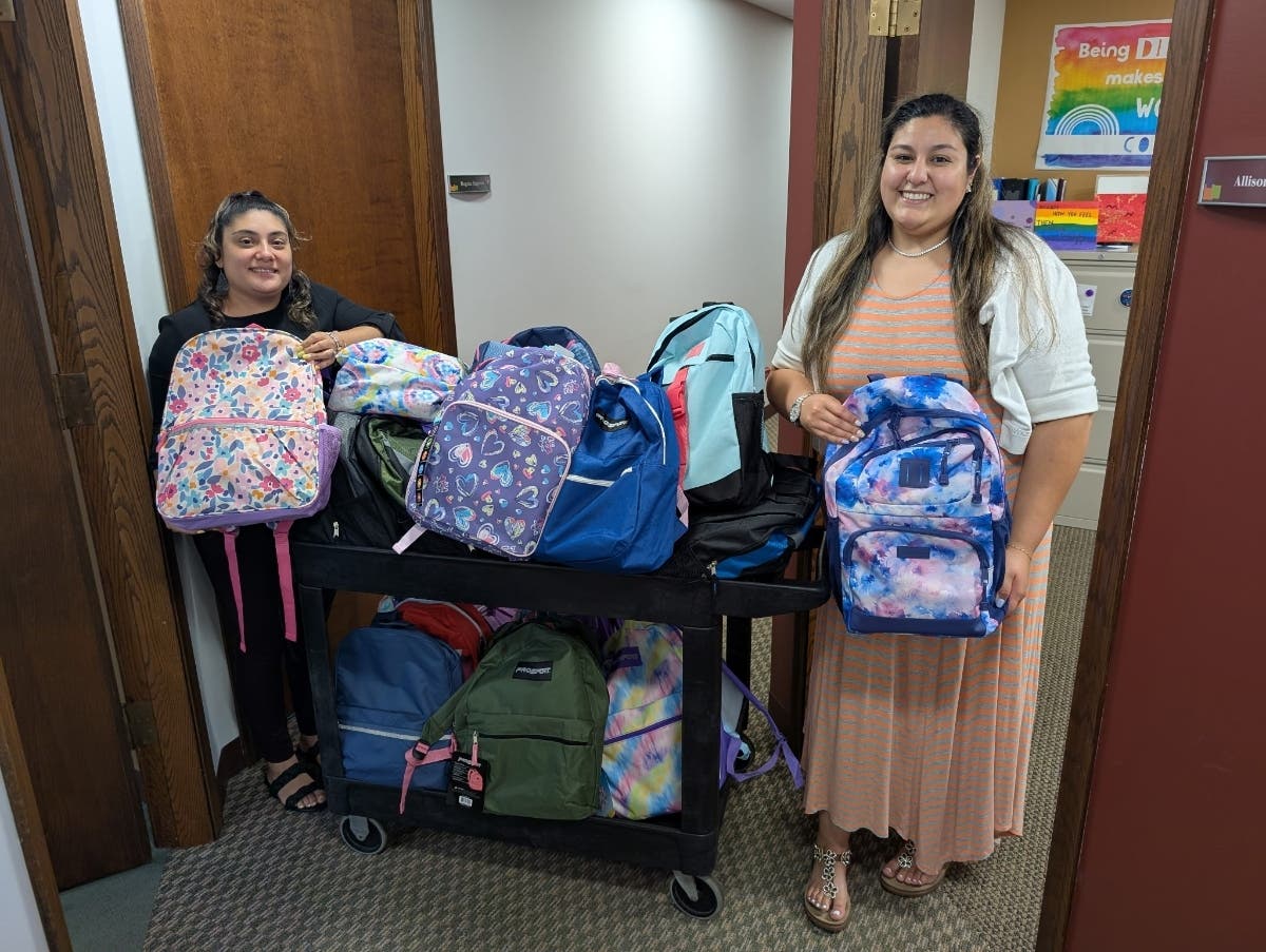 Tax-deductible donations of filled backpacks can be dropped off at Wheeling Township.