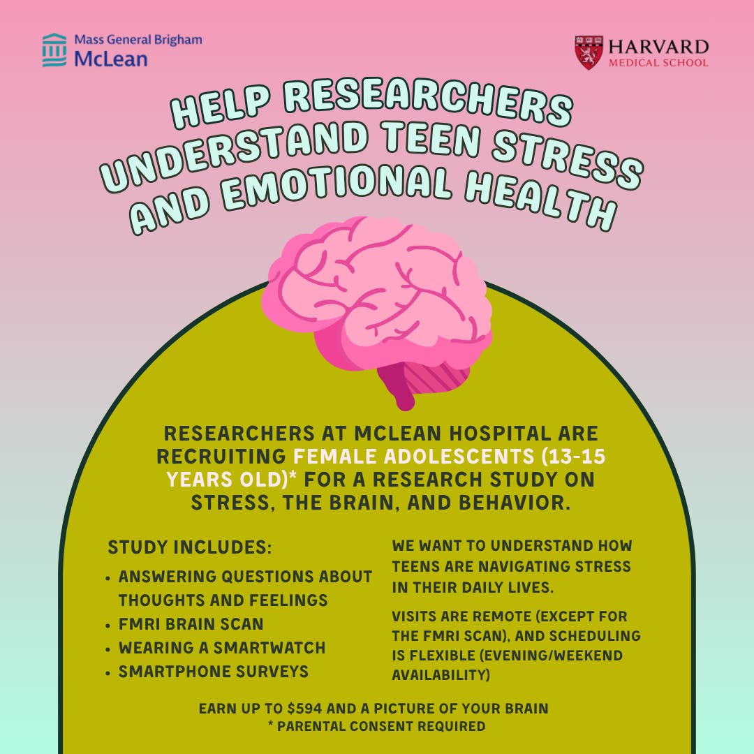 McLean Hospital Study on Stress, Mood, and the Brain. Earn up to $594!
