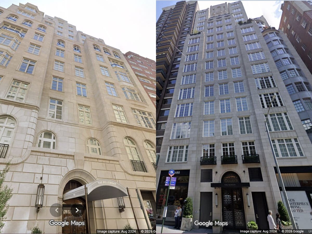 The properties are located within two luxury condominium buildings: The Bellemont at 1165 Madison Ave., near East 86th Street, and The Benson at 1045 Madison Ave., near East 80th Street. 