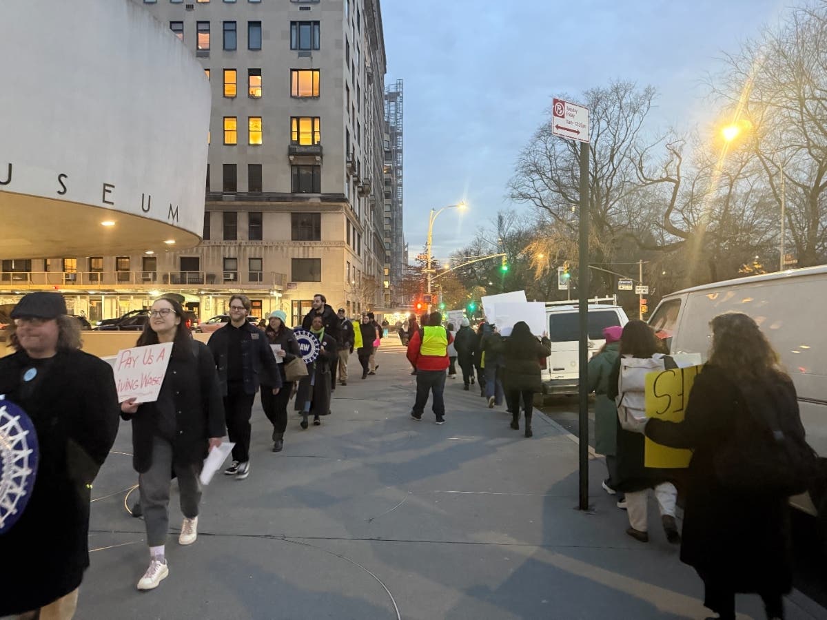 More than 40 people showed up to Wednesday night's rally at the Guggenheim.