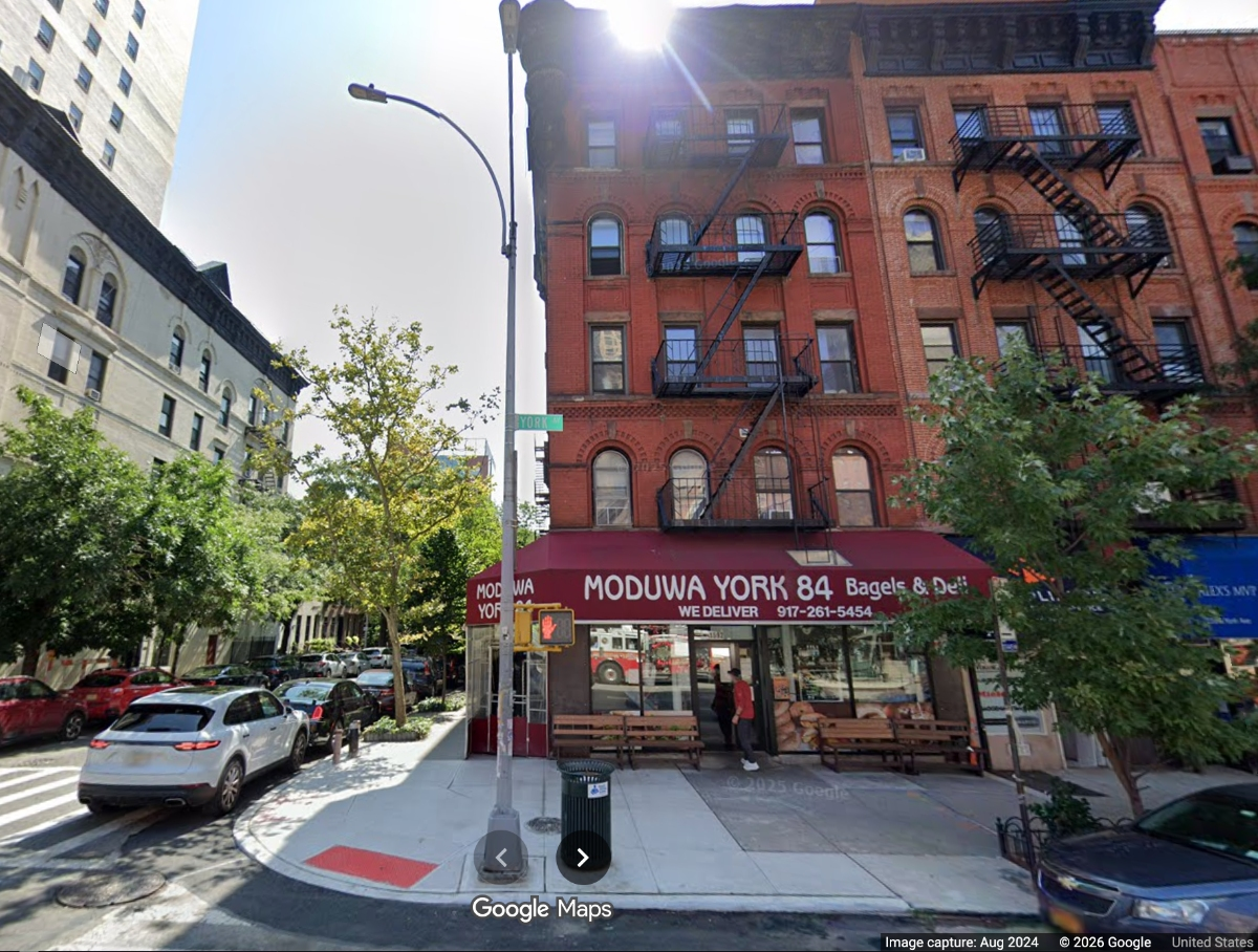 Moduwa York 84 Bagels & Deli, located at 1592 York Ave, is closing on March 29, according to a notice posted to the counter.