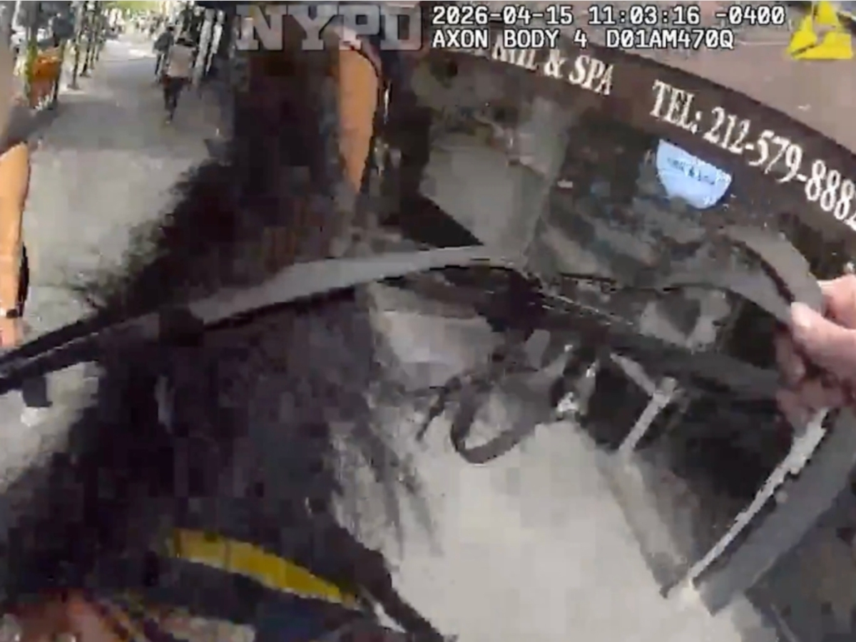 In bodycam footage, the officer is seen galloping after the suspect on his horse until a witness stops the woman.
