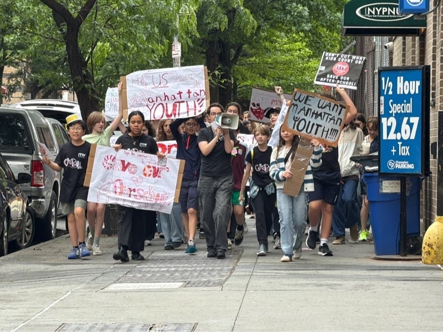 Parents organized a rally outside of Wagner Middle School, which took place on Thursday.
