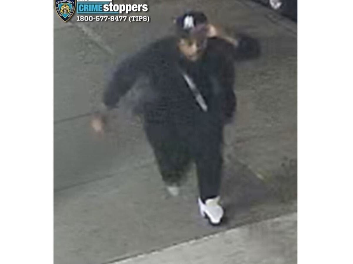 The suspect was last seen wearing a black jacket, black pants, a black hat, and black-and-white sneakers.