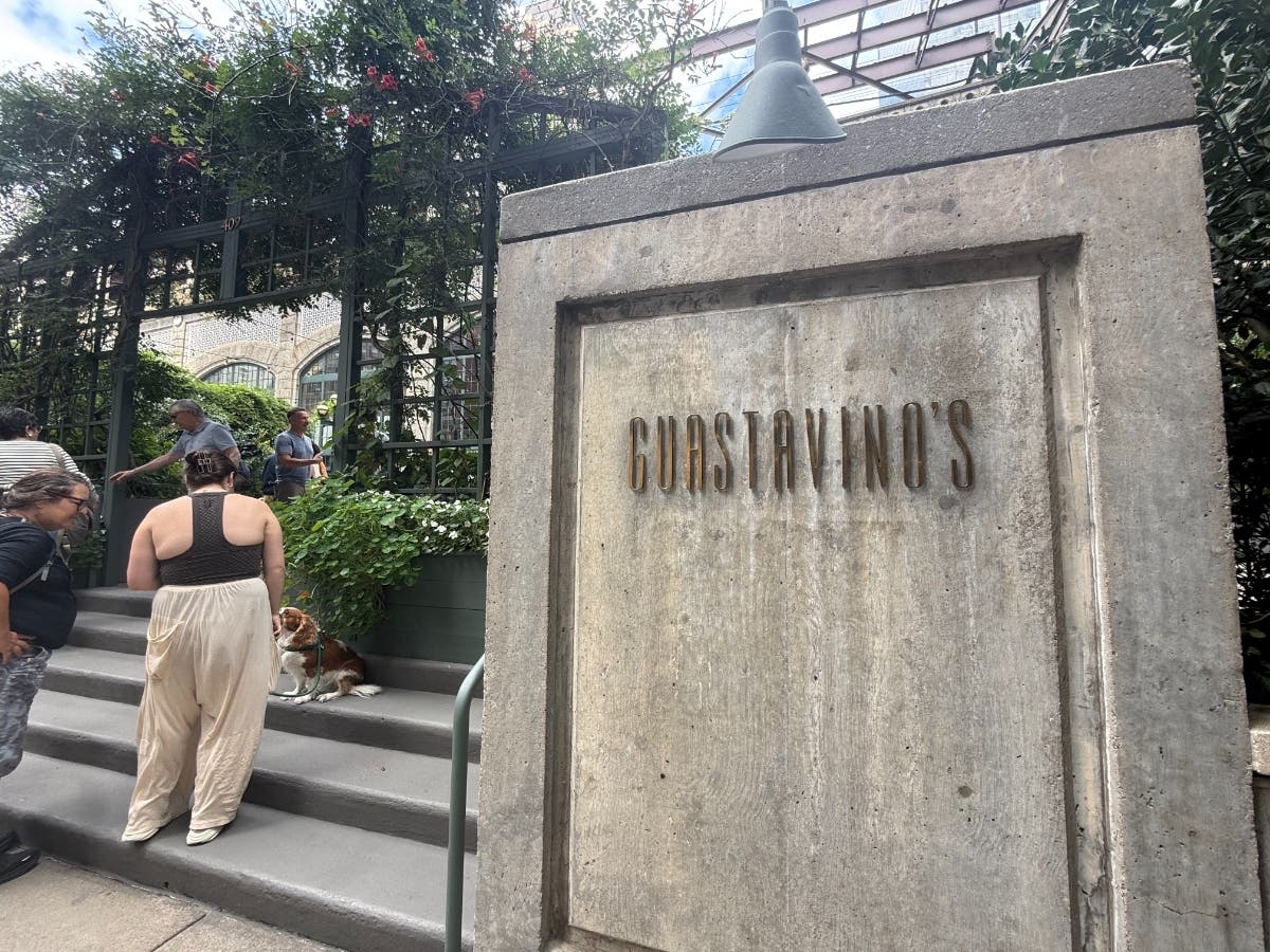 The park entrance at Guastavino's, where a "private property" plaque was taken down. If you look closely, you can see its outline.