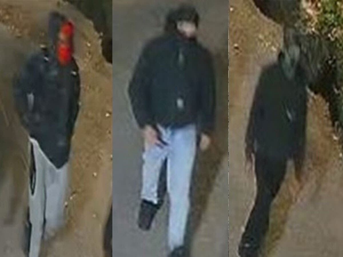 Police are searching for three men in face masks.