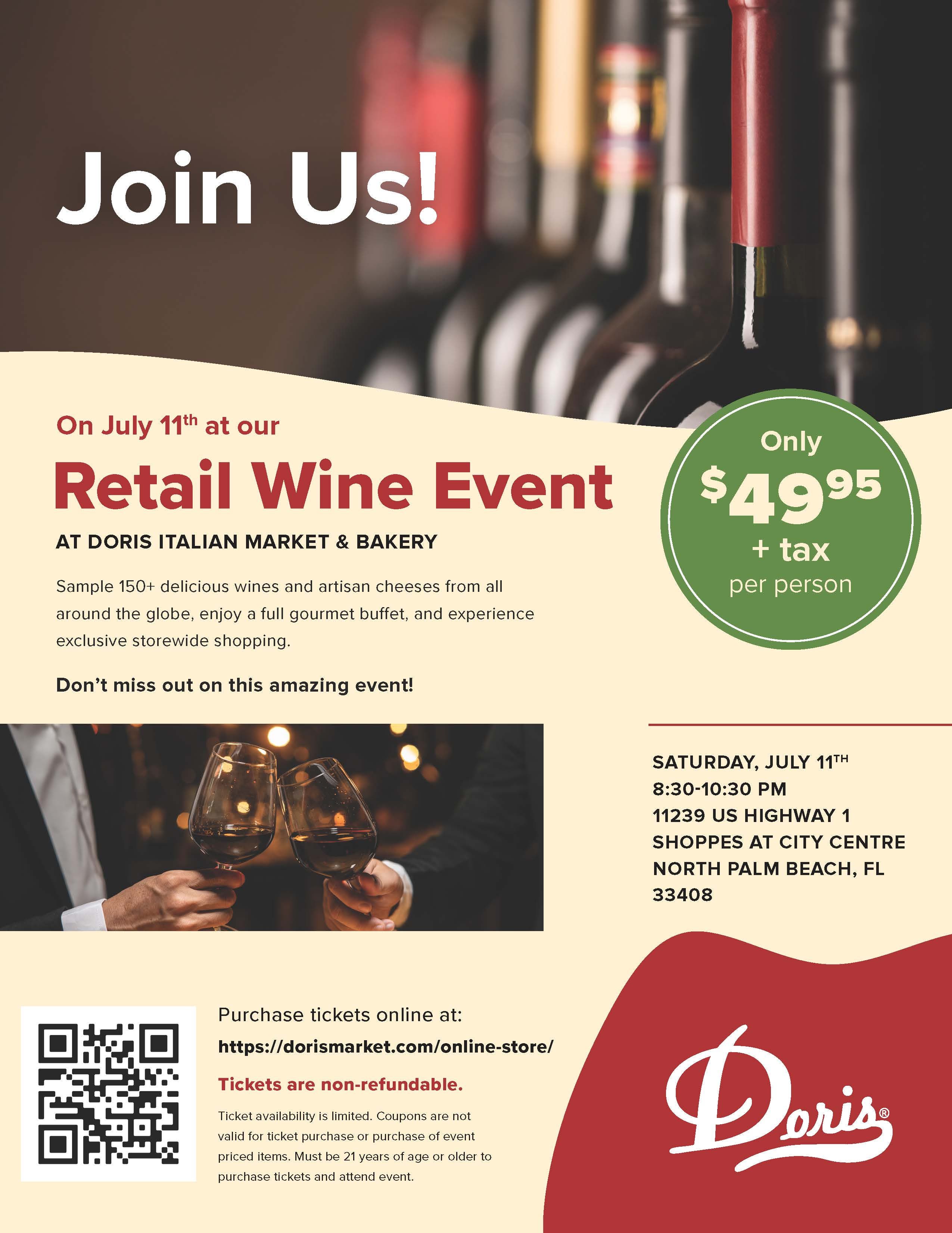 Doris Italian Market & Bakery’s Wine Night on July 11