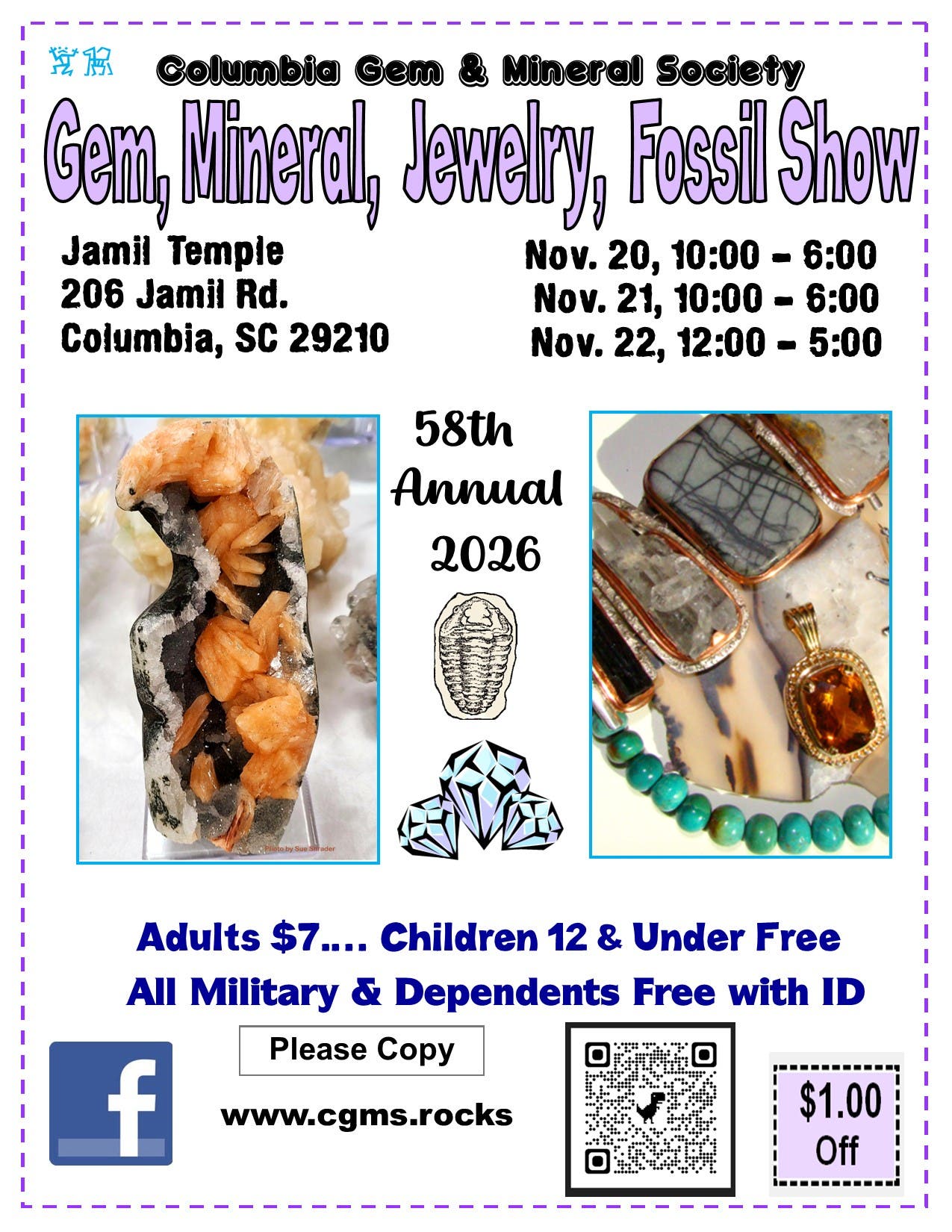 58th Annual Gem, Mineral, Jewelry, Fossil Show