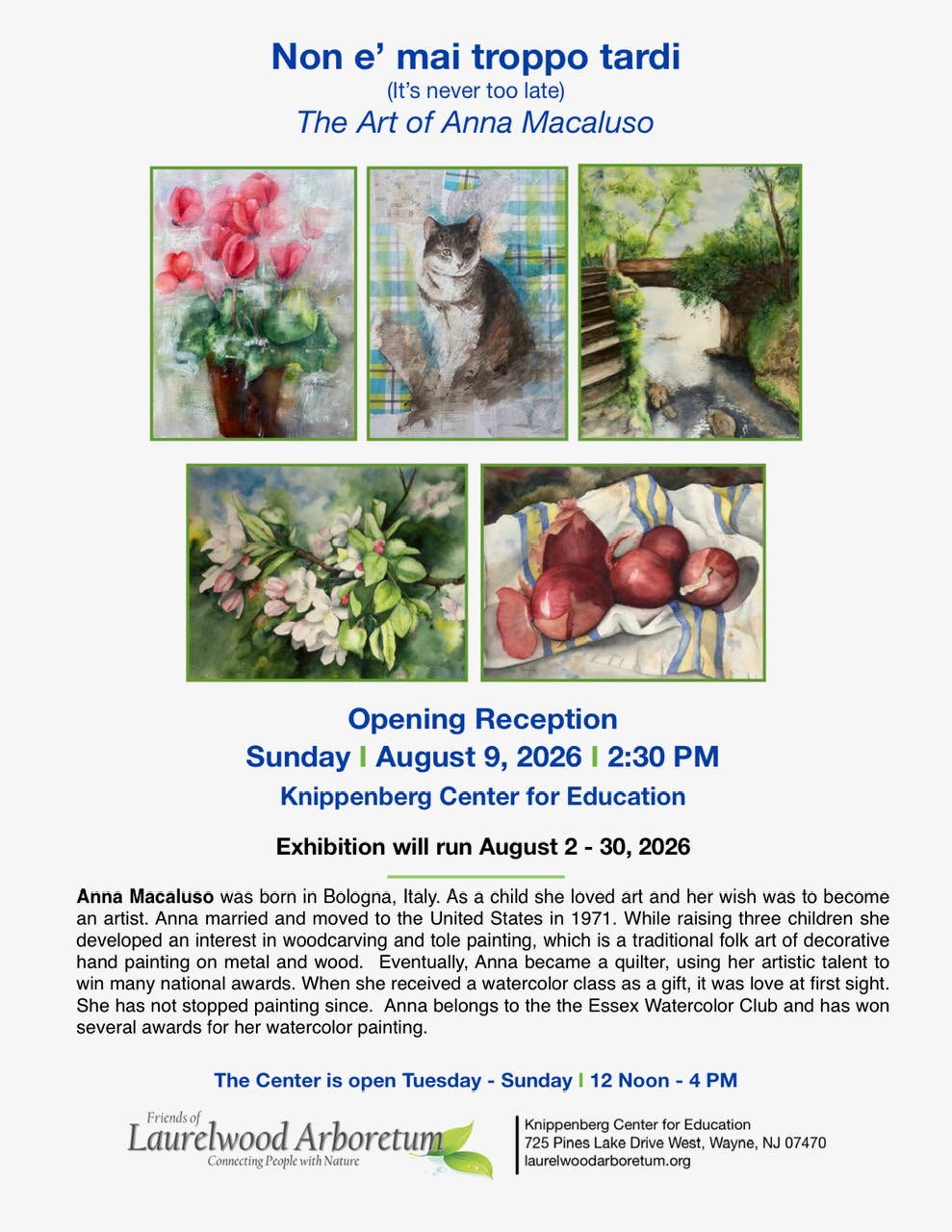 Non e' Mai Troppo Tardi: The Art of Anna Macaluso Artist Reception