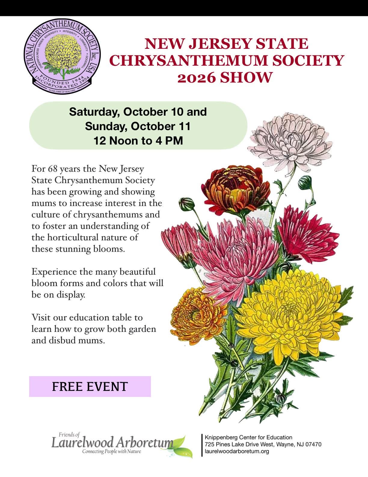 New Jersey State Chrysanthemum Society 2026 Show
