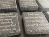 Engraved slate coasters for the party guests