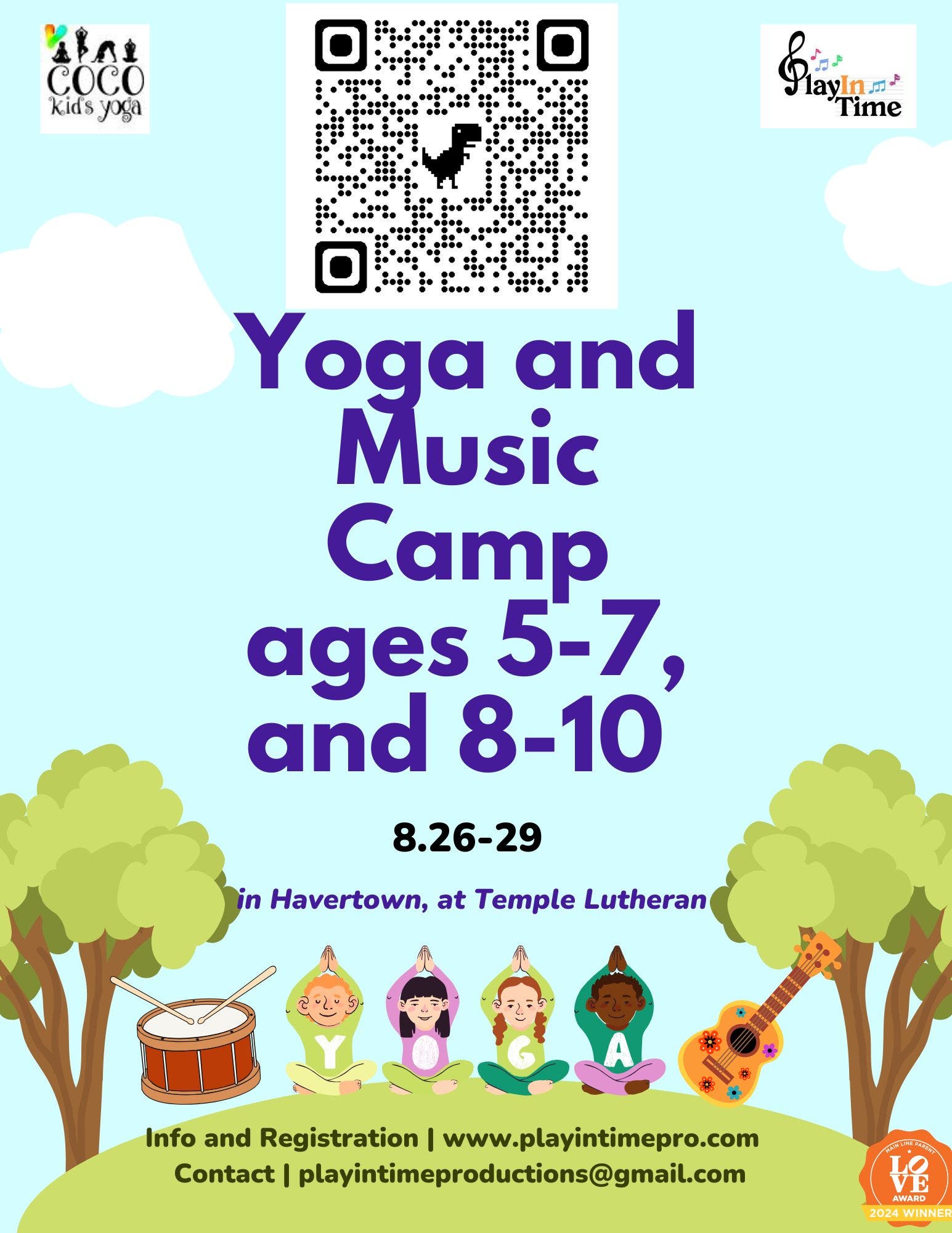 August Yoga and Music Camp for ages 5-10!