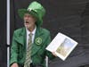 Kent Schielke reading "Too Many Leprechauns," a theatrical kid's story time event, at Naperville Irish Fest.