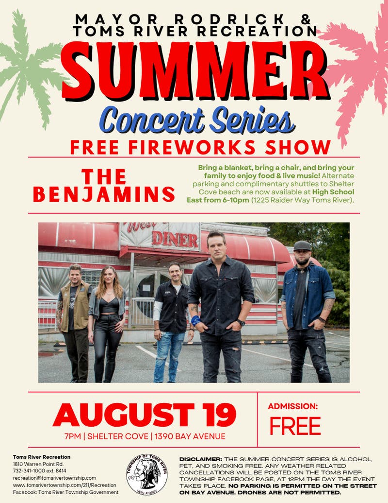 Toms River Recreation Summer Concert Series - THE BENJAMINS