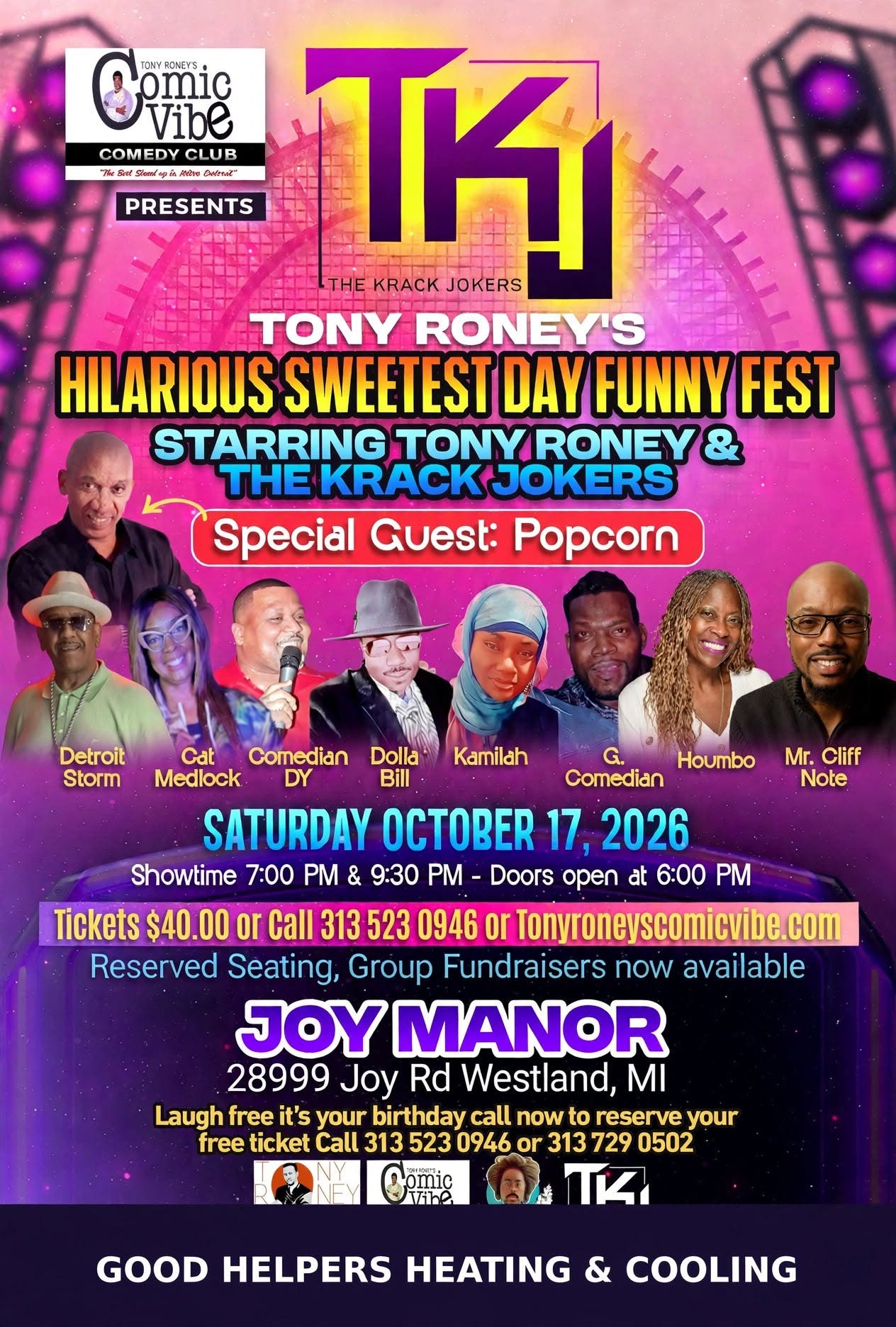 Tony Roney's Comic Vibe Presents THE KRACK JOKERS "Sweetest Day Funny Fest"