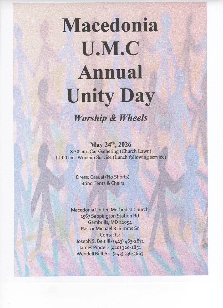 Celebrate Macedonia United Methodist Church Annual Unity Day - "Worship and Wheels"