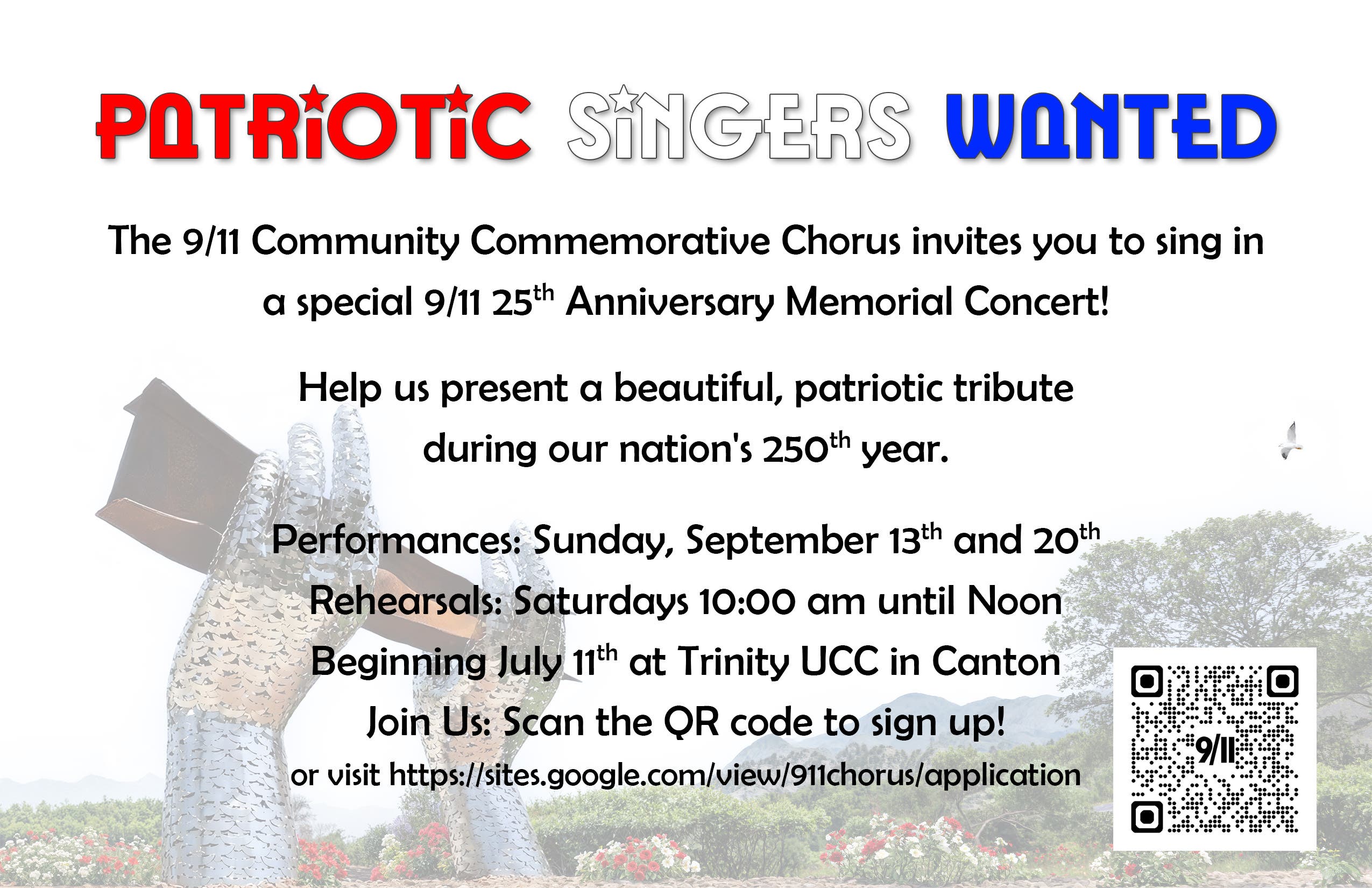 Patriotic Singers Wanted for the 9/11 Community Choir