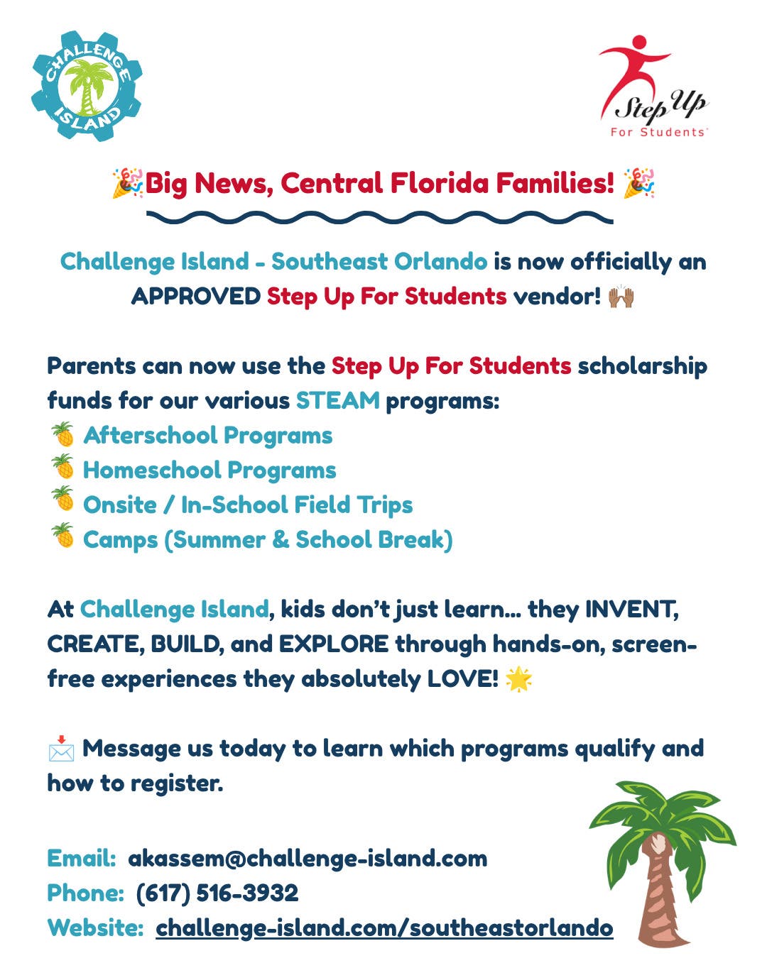 Challenge Island - Southeast Orlando is now officially an APPROVED Step Up For Students vendor!