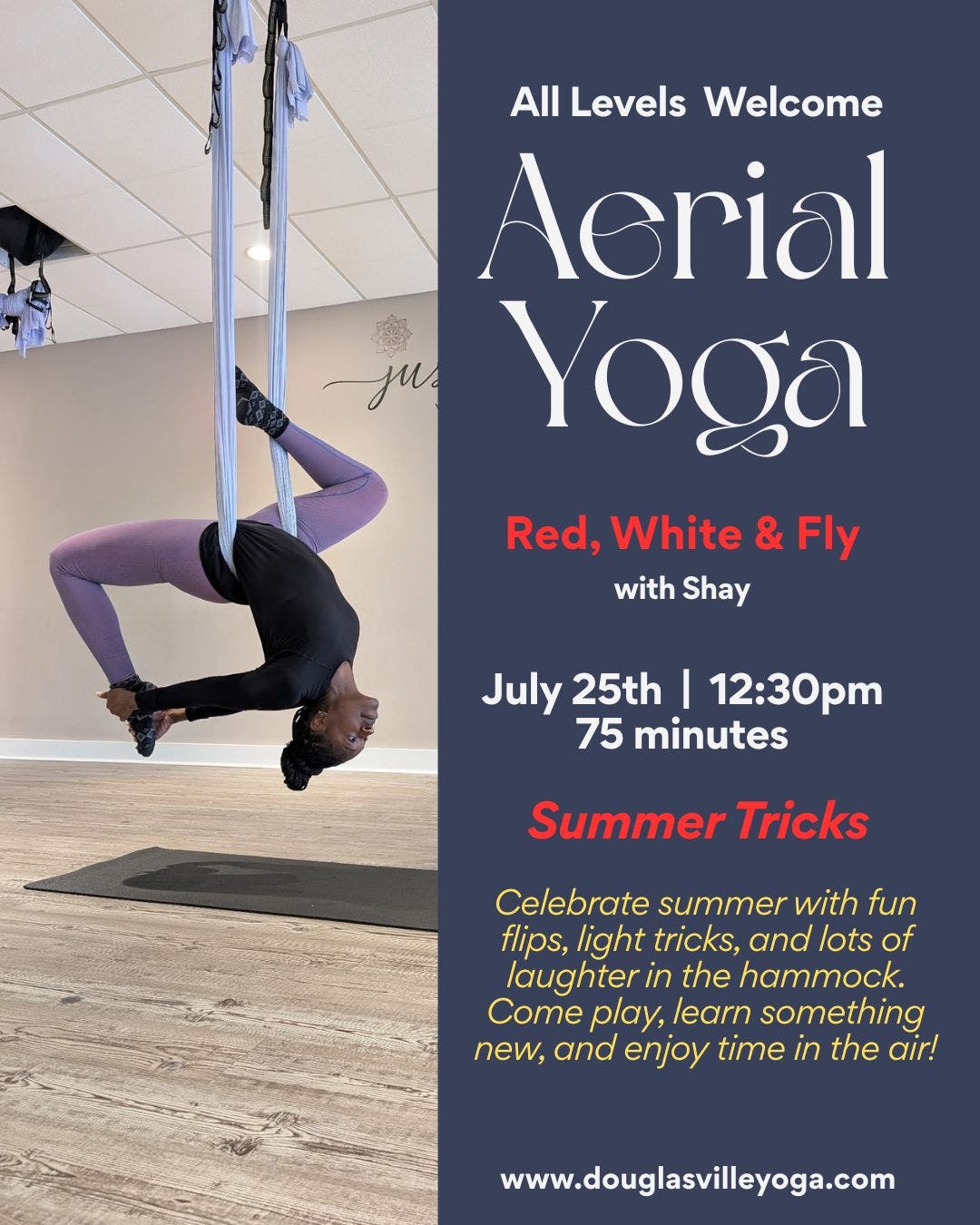 Red, White & Fly: Aerial Yoga Tricks