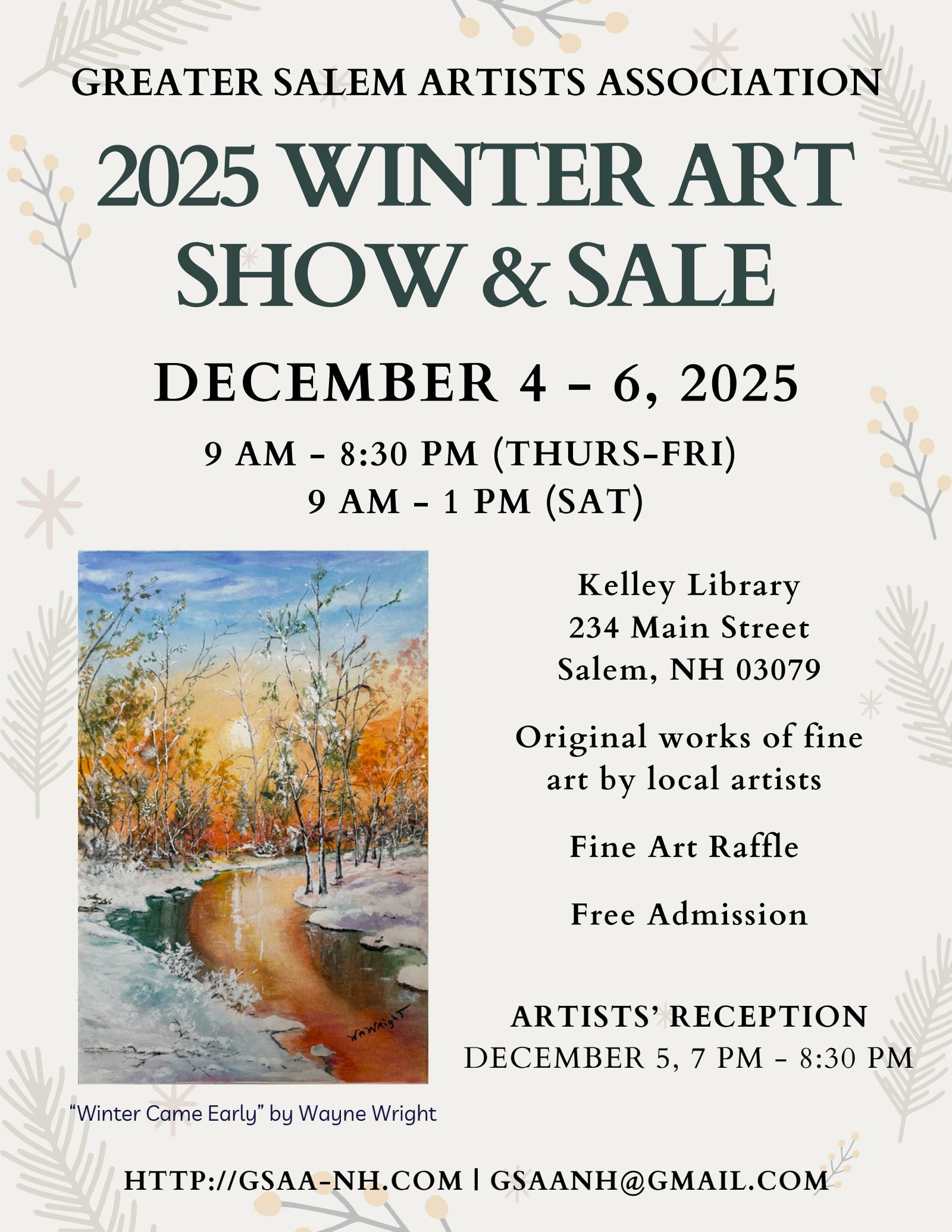 Greater Salem Artists Association Winter Art Show and Sale 