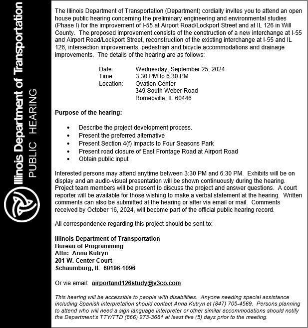 Sep 18 illinois department of transportation public hearing