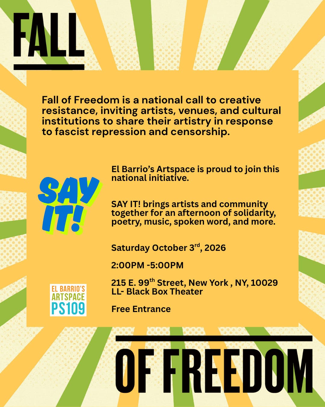 Say It! A Fall of Freedom Open Mic Event