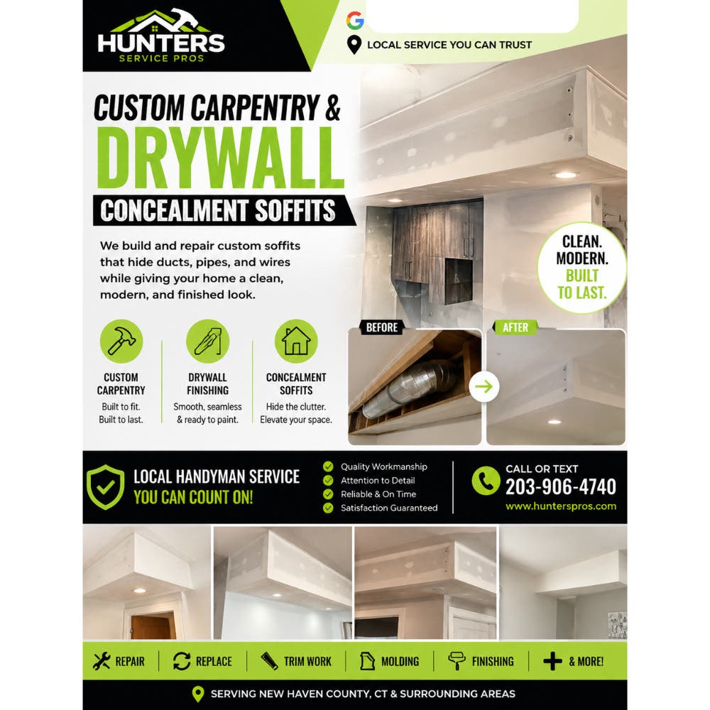 Custom carpentry and drywall concealment