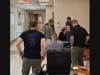 Emergency crew members prepare for drone flight obstacle course