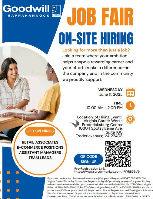 Job Fair: Featuring Rappahannock Goodwill 