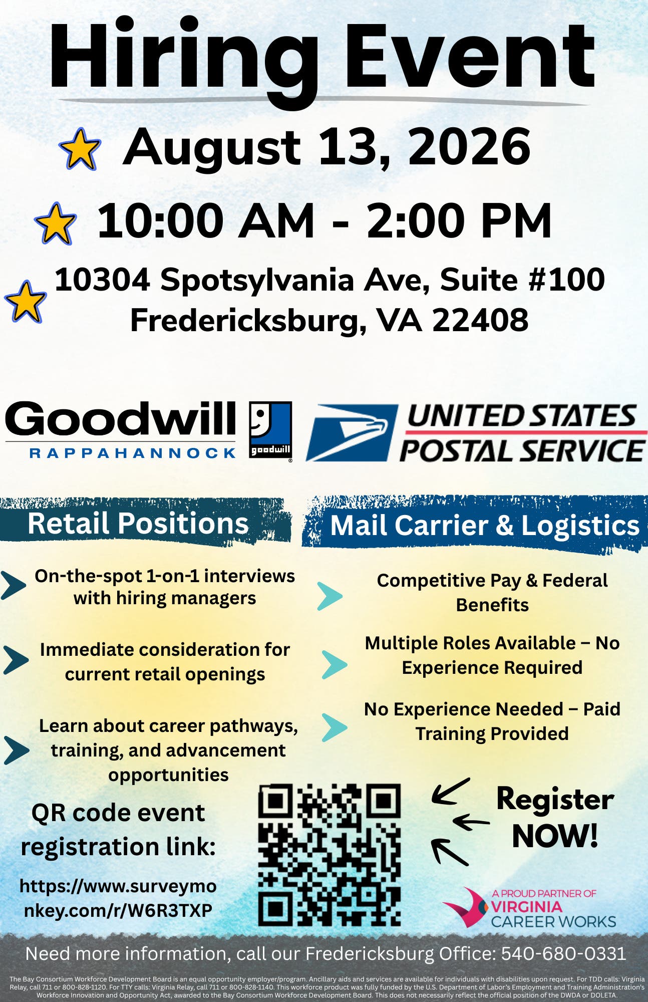 Virginia Career Works - Fredericksburg Area Hiring Event