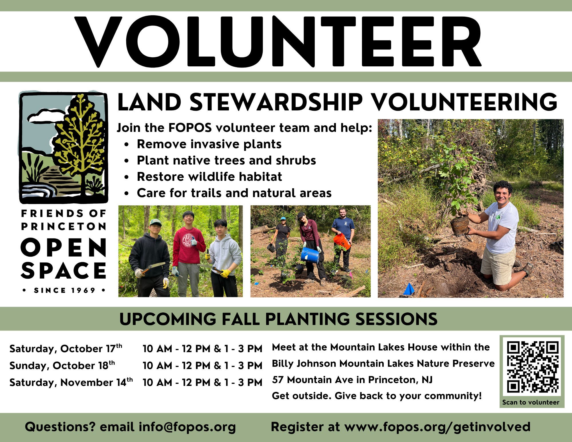 Volunteer to Help FOPOS Plant Trees in the Billy Johnson Mountain Lakes Nature Preserve