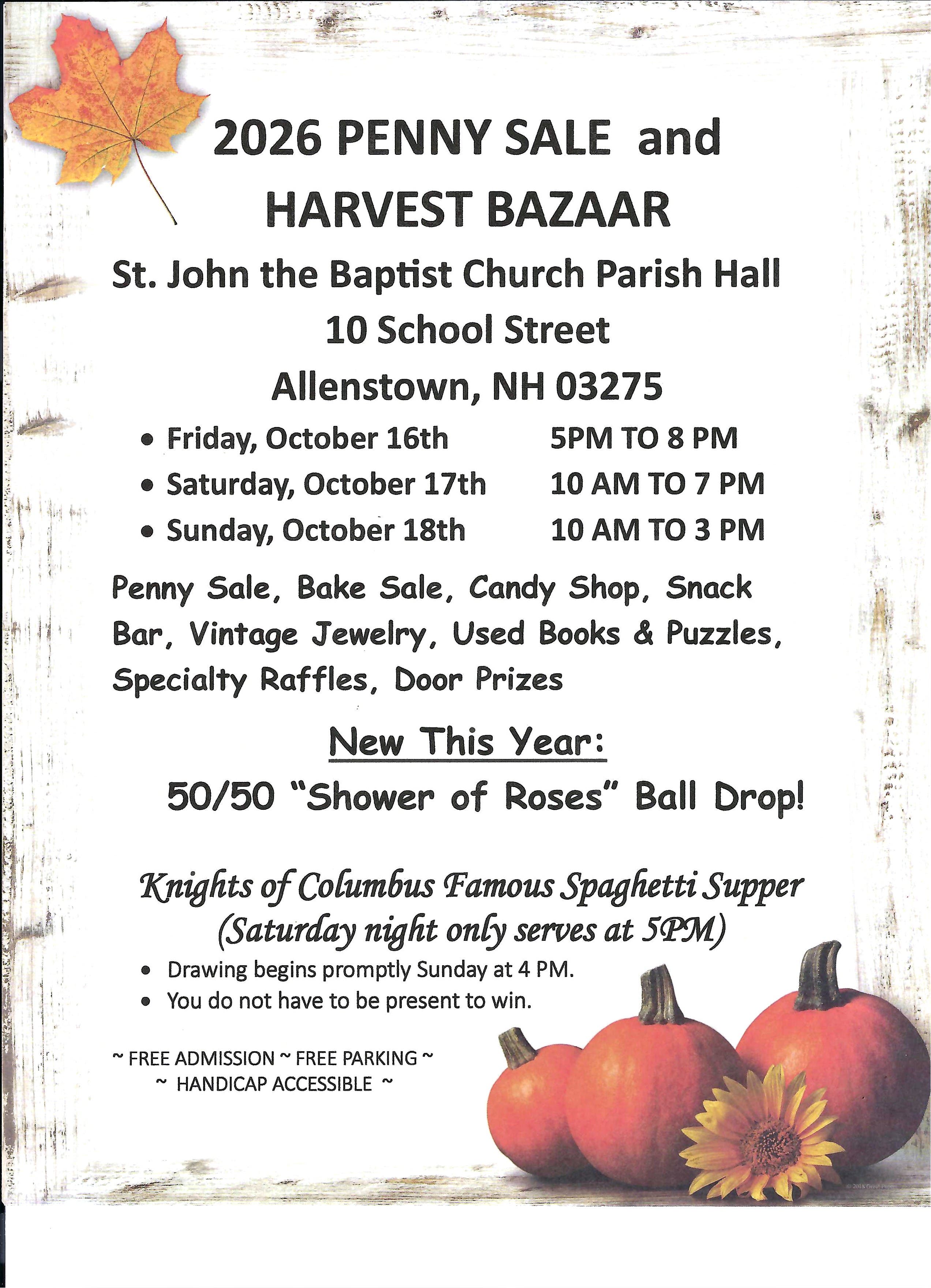 2026 Penny Sale And Harvest Bazaar