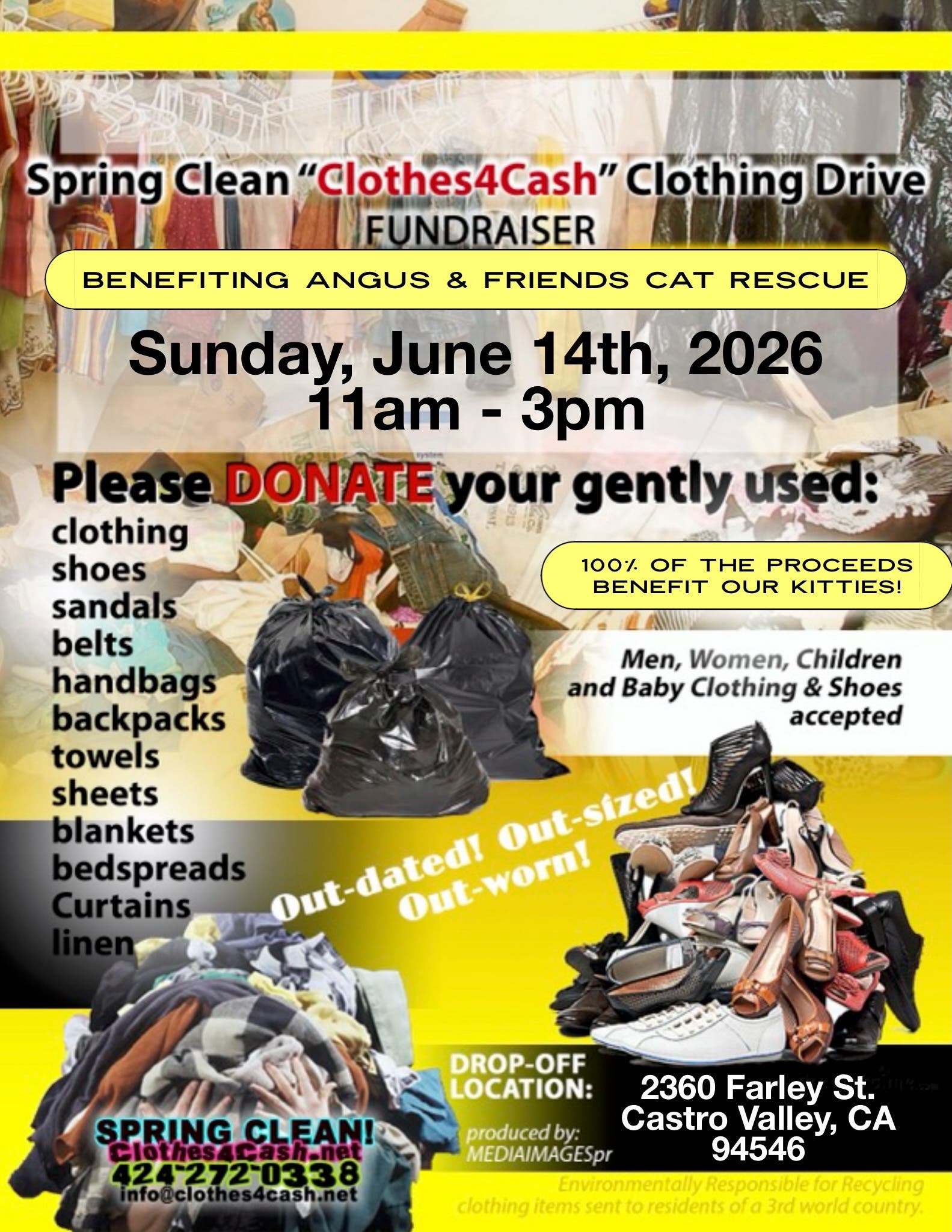 Angus & Friends Cat Rescue: Clothing Drive Fundraiser! June 14, 2026 in Castro Valley