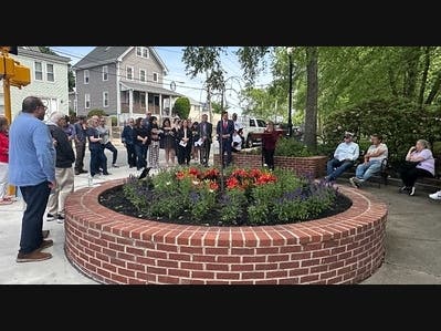 The garden is located at Lincoln Commons on the corner of Bryant Street and Cross Street.