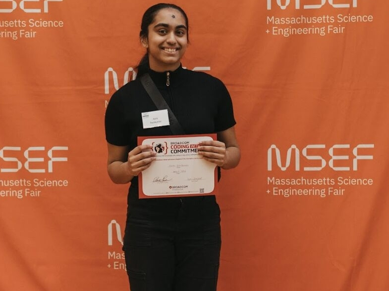 Aarti Ravikumar With The 2026 Broadcom Coding with Commitment Award.

