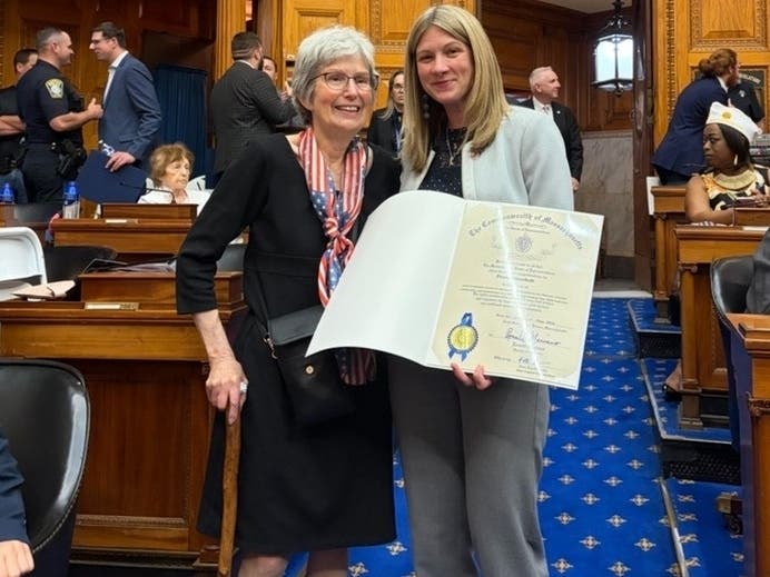 Muschett (left) is the wife of a Vietnam War veteran who received multiple awards for his service.